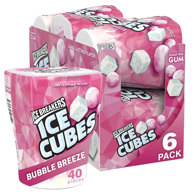 ICE BREAKERS ICE CUBES BUBBLE BREEZE Sugar Free Chewing Gum, Made with