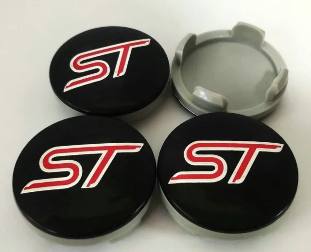 4x ST BLACK/RED FORD FITS MOST MODELS 54MM ALLOY WHEEL CENTRE CAPS FOCUS FIESTA