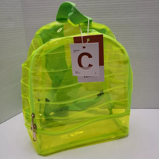   Neon Green Transparent Unisex Backpack For School Security,Travel, Concerts