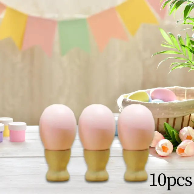 10 Pcs Easter Egg Cups Egg Holder Unpainted Wooden Display Stand for Party