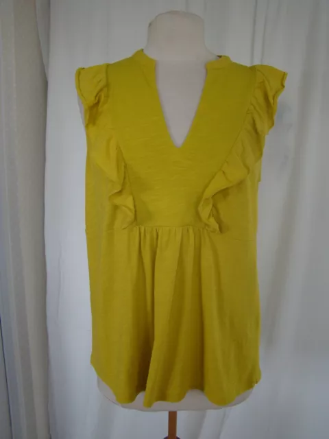 Boden Lime Green Soft Cotton Jetsey Frill Detail Smock Top Size 14