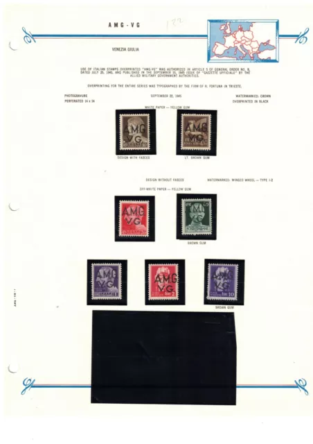 AMG VG Italy Trieste 1945 Definitive Set MLH on Bush Album Page