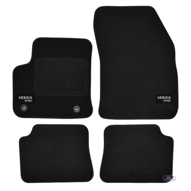 LOGO TAPIS DE SOL NOIR VELOURS SUR MESURE pour OPEL MOKKA B ELECTRIC 2021 + 4pcs