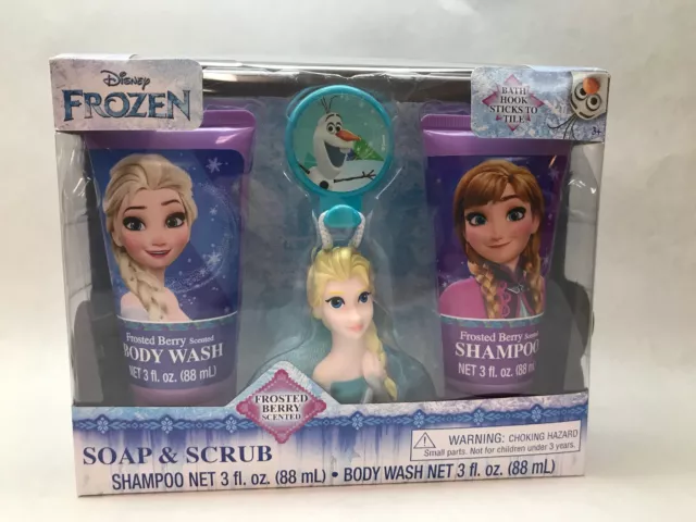 Disney Frozen Bath Set Soap & Scrub Elsa Olaf Ariel Shampoo Soap Scrubby w/ Hook
