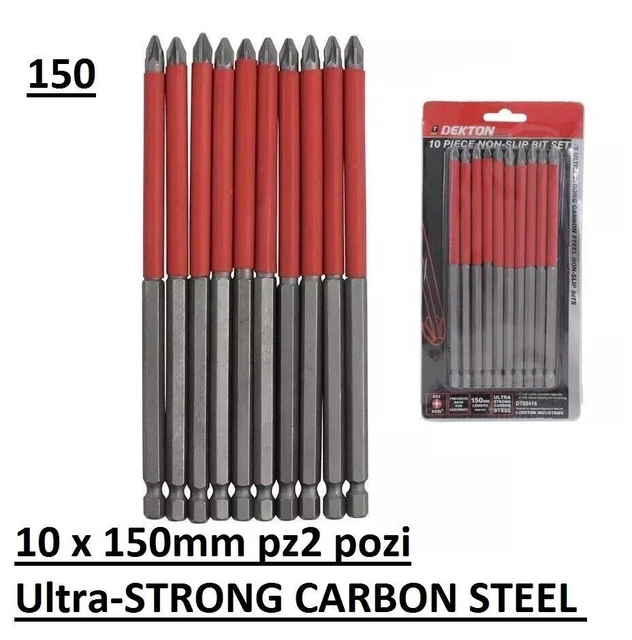 10 x 150 mm rutschfester Schraubendreher Bohrer Bits Rutschprävention Schraube Sechskant Pozi Philli