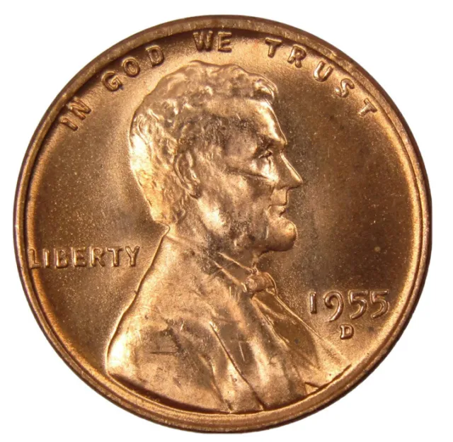 1955-D Gem Red BU US Lincoln Wheat Cent Penny Free S&H W/Tracking