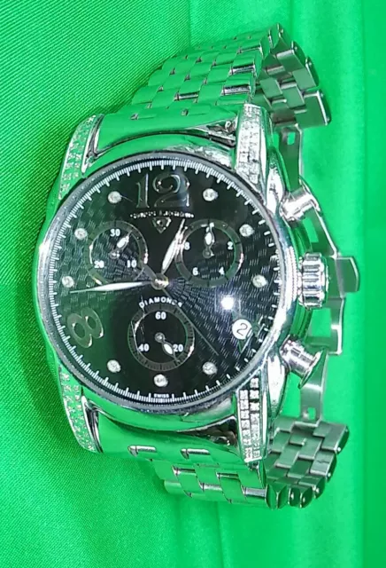Beautiful Swiss Legend Mens Diamond Commander Chronogragh date Watch