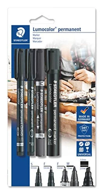 Staedtler Lumocolor - Pennarello indelebile, set 60 punte BK – Confezione da 4