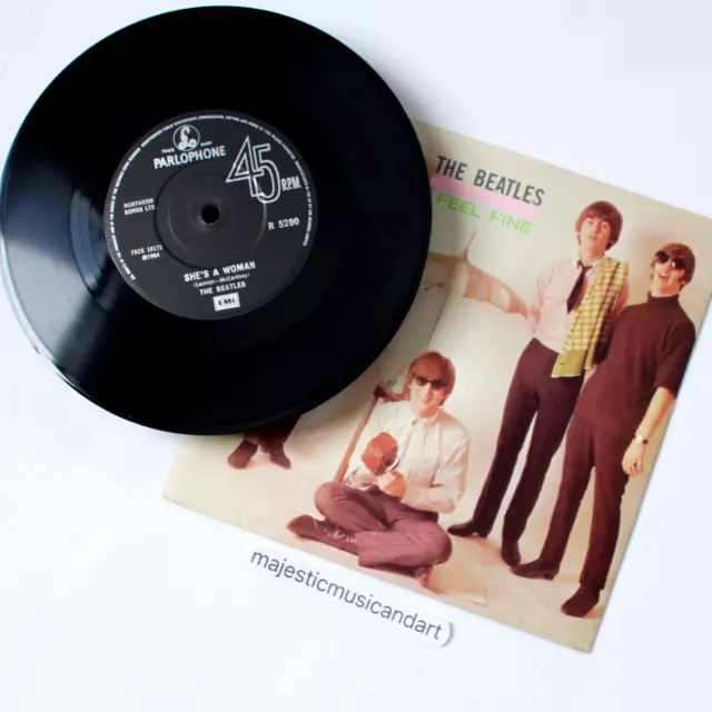 The Beatles I Feel Fine 7-Inch Vinyl 45 Parlophone Uk Solid Label Rare