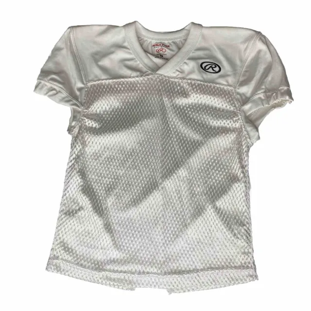 Rawlings Football Youth Pro Cut Short Sleeve Mesh Practice Jersey, White, Small