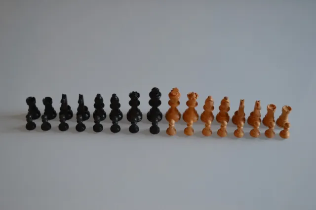 A/ Set Complet De Pieces Vintage En Bois Pour Jeu D'echec Echecs Chess Game