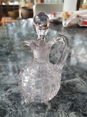 Vintage Miniature Glass Cruet Pressed Glass Bottle with Stopper Cute