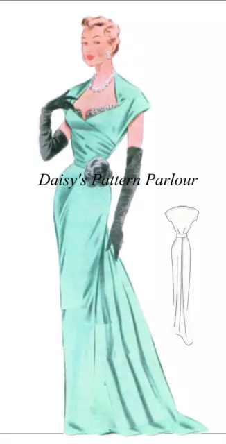 ROBE DE SOIRÉE vintage années 1950 motif couture robe de mariée bal sirène  50 années 1950 EUR 22,20 - PicClick FR
