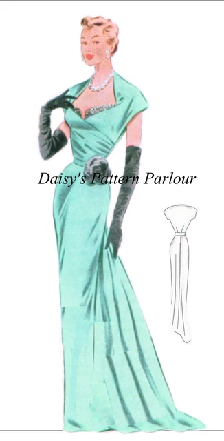 1950s Vintage Sewing Pattern Plunge Wiggle Dress Bullet Bra Diana Dors 1950