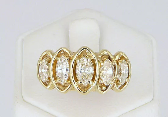 RING Diamanten 1,36 ct Gelbgold 585 Navette-Schliff RW 52 Diamantgutachten