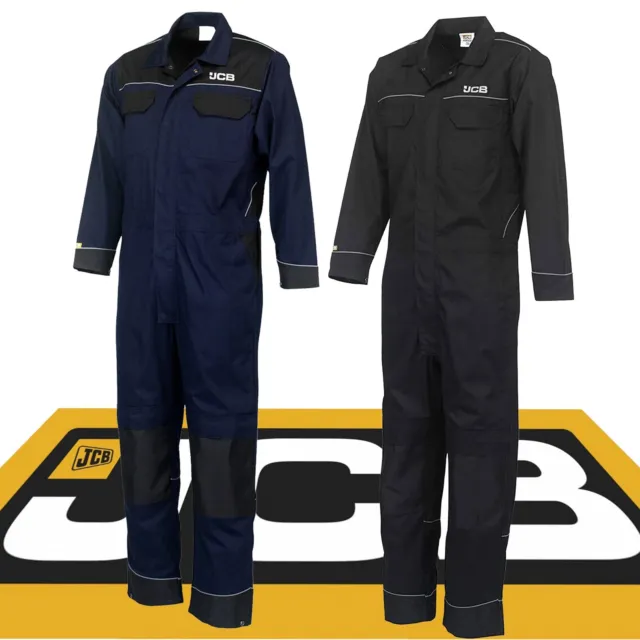 JCB Mens Coveralls / Overall Boiler Suit Mechanics - Heavy Duty Polycotton