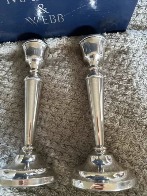 VINTAGE MAPPIN & WEBB Art Deco  STYLE STERLING SILVER PAIR of CANDLESTICKS