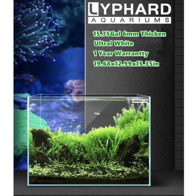 LYPHARD AQUARIUMS 15.75Gal Fish Tank Aquarium Tank 4K Vision Ultral White Glass