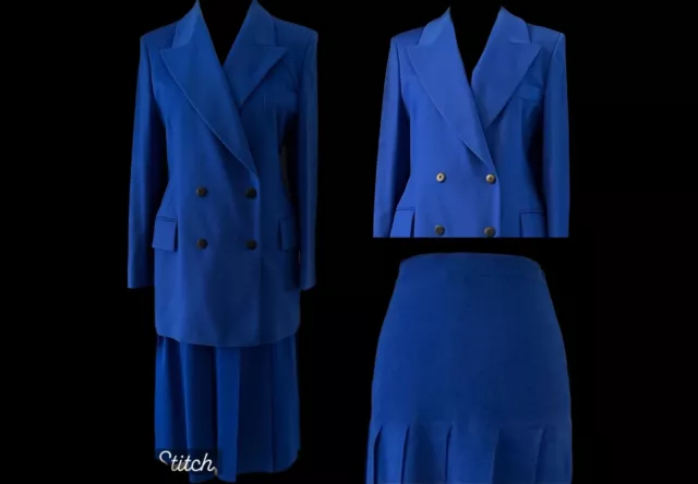 Escada Outfit mit LongBlazer &LamellenRock -TrendFarbe ElectBlue lemonade 40/42