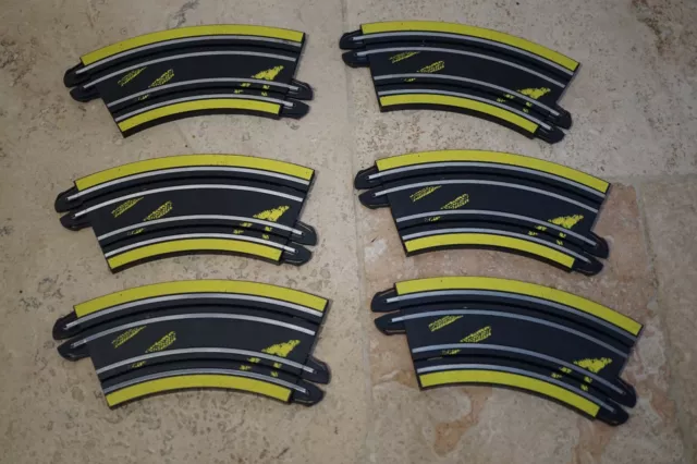 6 x Micro Scalextric 2020 New Style Curves Corners Race Black & Yellow Markings