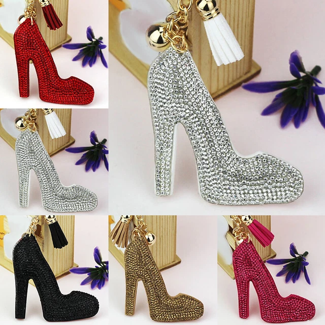 Crystal Keyring Shoe High Heel Pendant Women Purse Bag Charm Key Ring Chain
