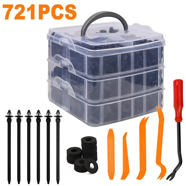 721Pcs Car Retainer Clips Auto Fasteners Push Trim Clips Pin Rivet Bumper Kit