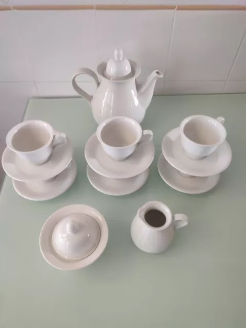 Juego de café porcelana blanca