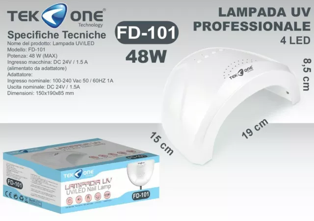 Lampe LED Tekone FD-101 Reconstruction Ongles UV Nail Art 48W Mains Pieds Hsb