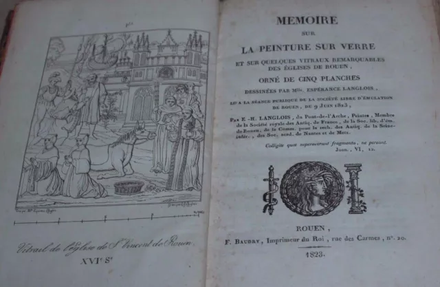 Langlois / Mémoire sur la peinture sur verre...des églises de Rouen (5 planches)