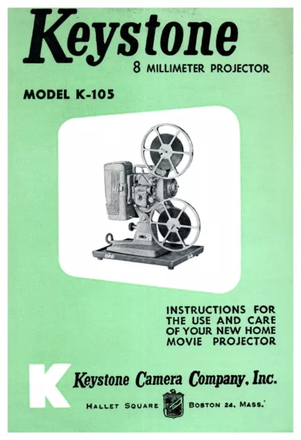 Keystone Model K 105 Owner's Operating Manual for 8mm Projector