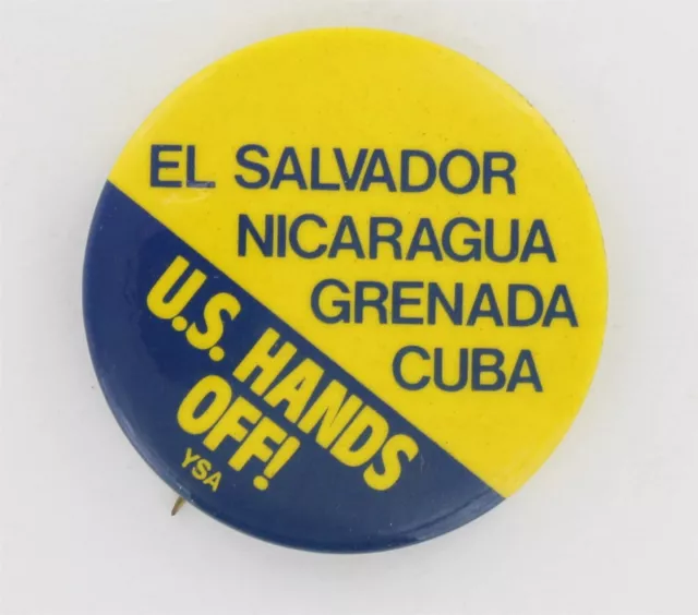 Young Socialists Alliance 1980 Stop US War Cuba Nicaragua Peace Protest Pin 992