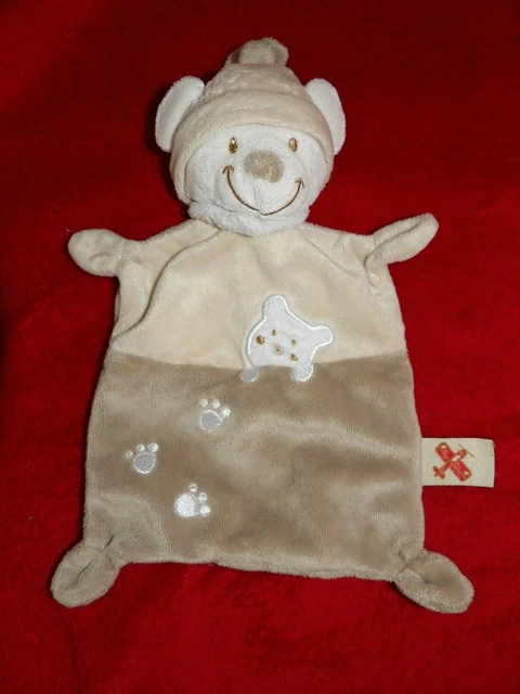 Doudou Plat Nicotoy Simba Toys Ours Brun Beige Empreinte Patte Blanche