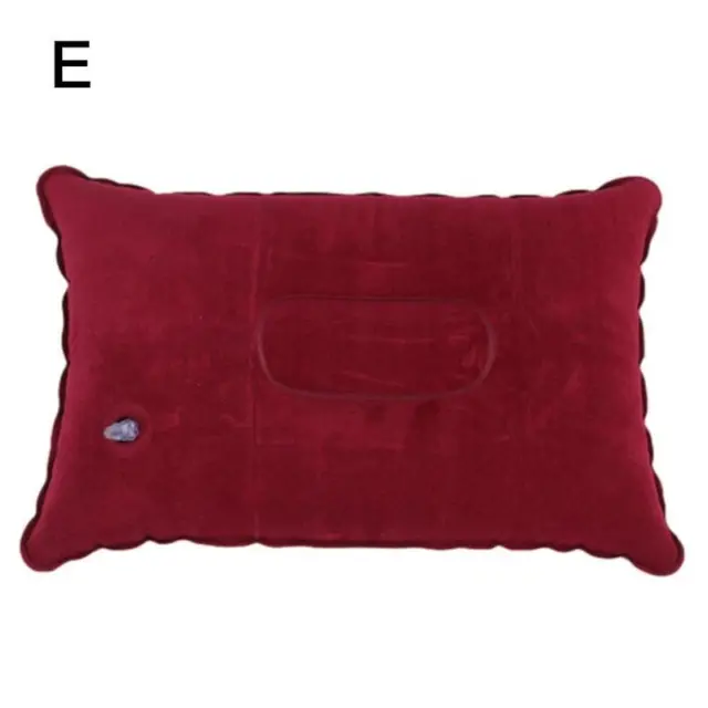 Burgundy Inflatable Camping Pillow Blow Up Festival Outdoors Cushion Travel C S6