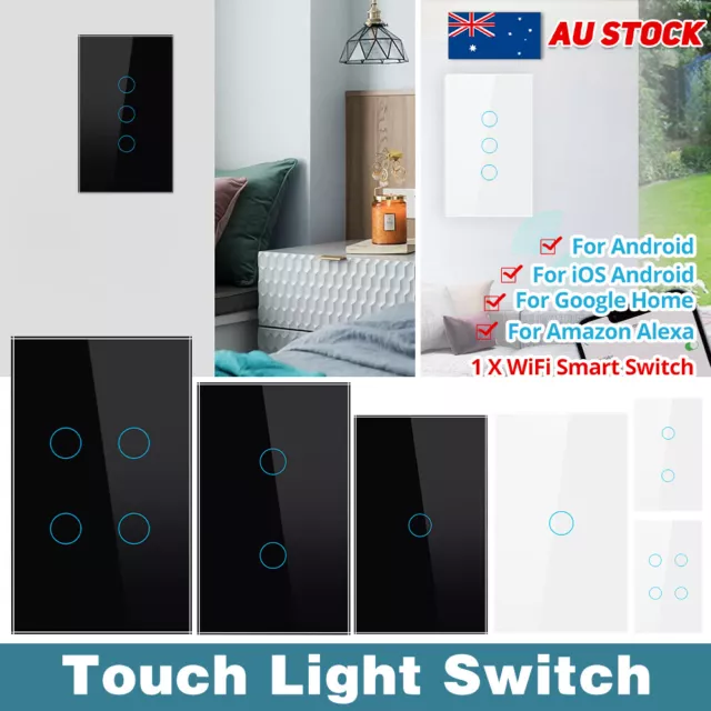 Au Stock Touch glass Light Switch 1 2 3 4 GANG Wall Light Switch Glass Panel LED