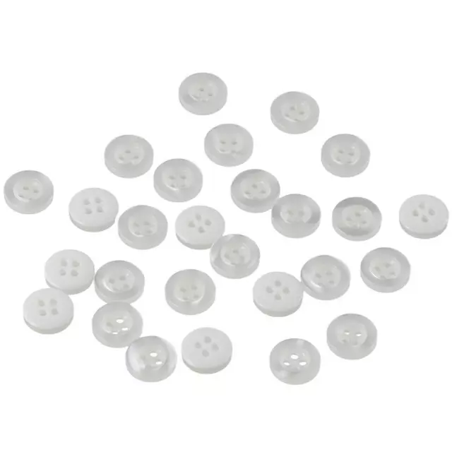 100Pcs 11MM Round Standard Shirt Buttons Clear White Ivory  Decoration