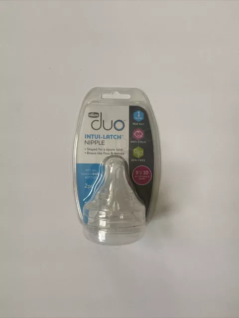 New Package Chicco Duo Intui-Latch Nipple 1 Slow Age 0m+