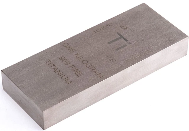 Titanium Bar - 1 Kilo Laser Engraved .999 Pure Bullion Bar Chemistry Element Des