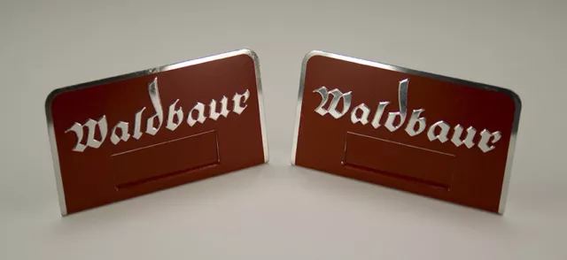 2 x tolle kleine Kartenhalter aus Blech Waldbaur wohl um 1950