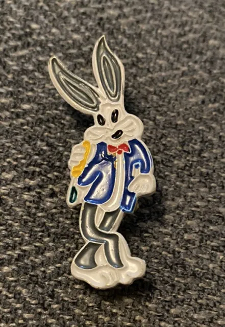 Vintage Enamel Bugs Bunny with Carrot Pin Brooch / Badge Warner Bros Inc 1978