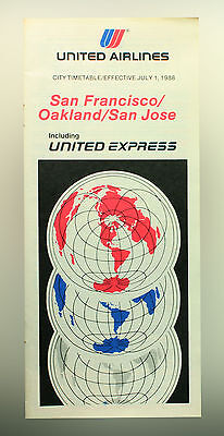 United Airlines - Airline Timetable - San Fransisco Area - July 1, 1988