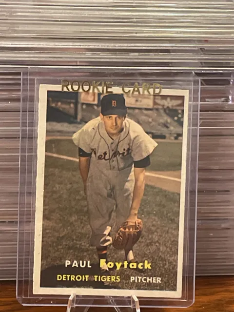 🇺🇸⚾️1957 Topps #77 PAUL FOYTACK Detroit Tigers MLB baseball card EX+**rare**