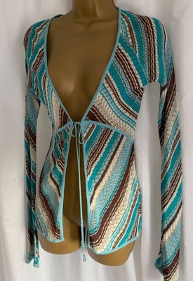 karen millen y2k cardigan knitted stripe zig zag approx Size UK 8