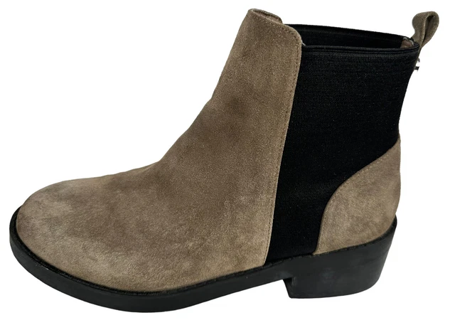 Steve Madden Womens Suede Ankle Boots GRROUPIE Taupe/Black Size 7.5M