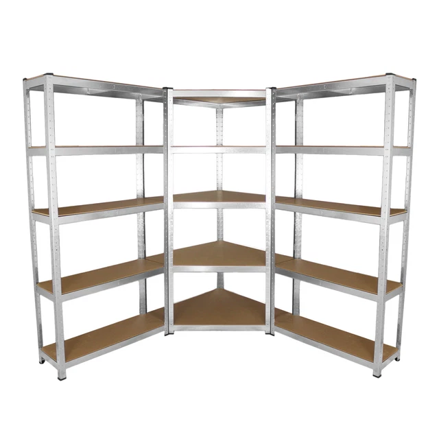 2 x 90 cm scaffalature resistenti e 1 x unità angolare / scaffale in acciaio zincato garage