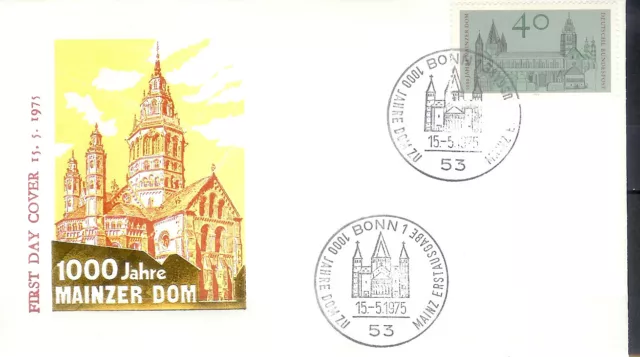 BRD Ersttagsbrief, FDC 845, 1000 Jahre DOM zu MAINZ, 15.5.1975, ESST BONN