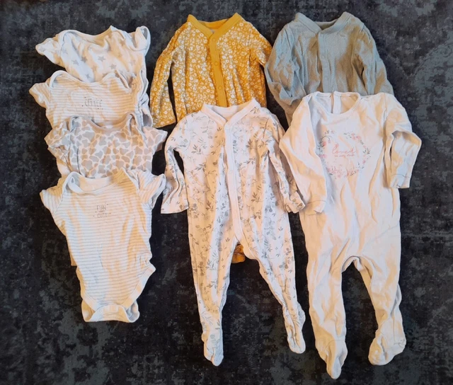 Baby Girls Clothes Bundle 6-9 Months Pyjamas All In Ones
