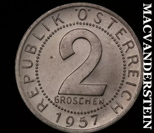Austria: 1957 Two Groschen - Gem Brilliant Uncirculated  No Reserve  #R9311