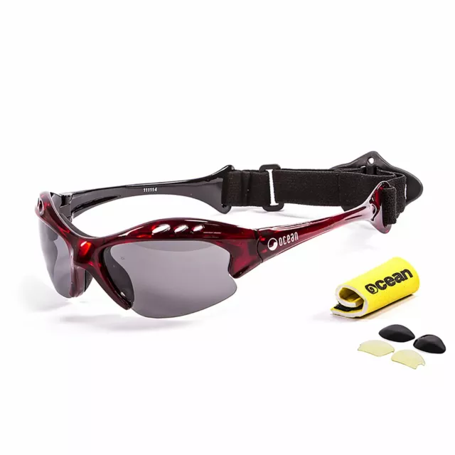OCEAN MAURICIO Floating Sunglasses Kiteboarding, Red & Smoke Lens