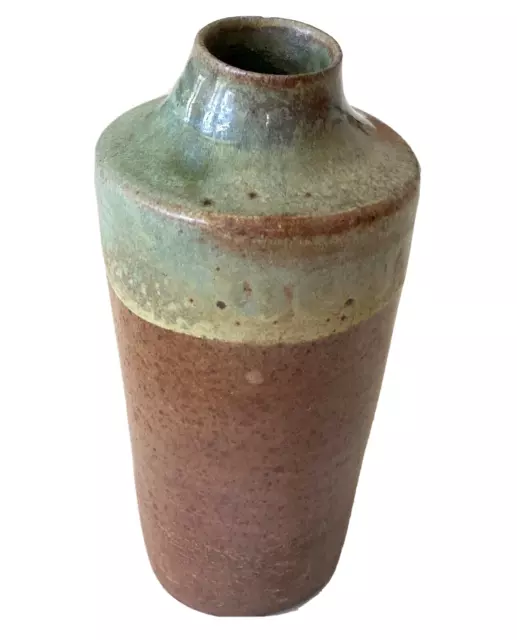 Vintage Vase Studio Pottery Mid-Century Exotica Wabisabi Drip Glaze MCM Sea Foam