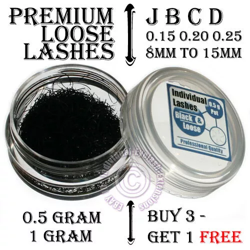 Individual Semi Permanent Eyelash Extensions 8-15 mm J B C D Black Loose False